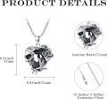 wholesale 925 Sterling Silver Gothic Snake & Rose Heart Skull Pendant Necklace-0-4