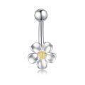 wholesale 925 Sterling Silver & Gold Plated Daisy Belly Button Ring – 9.5mm Fashionable Pretty Charm for Daily, Beach, Party – Hypoallergenic Gift-0-0