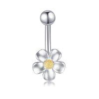 wholesale 925 Sterling Silver & Gold Plated Daisy Belly Button Ring – 9.5mm Fashionable Pretty Charm for Daily, Beach, Party – Hypoallergenic Gift-Daisy Belly Ring B
