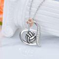 wholesale 925 Sterling Silver Sport Ball in Heart Shape with Cubic Zirconia Pendant Necklace for Women-0-2