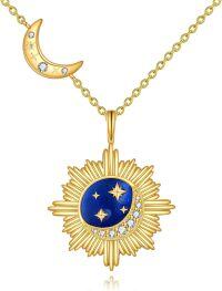 wholesale 925 Sterling Silver Starry Sky Pendant with Blue and White Opals & Labradorite - Perfect Gift for Teens-gold celestial