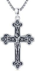 wholesale 925 Sterling Silver Crucifix Cross Pendant Necklaces with Jesus Christ Charm Christian Gifts for Men/Women-0-0