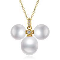 TOUPOP 14K Gold Pearl Necklace with Bow Heart Dolphin Pendant-undefined