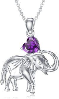 wholesale 925 Sterling Silver Gemstone Elephant Pendant Necklace for Women ( chars)-February