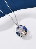 wholesale 925 Sterling Silver 925 Blue Crystal Family Tree Necklace - Mother's Day Gift-0-4