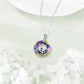 wholesale 925 Sterling Silver Rainbow Crystal Panda Pendant Necklace for Women - Adorable Animal -0-2