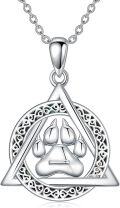 wholesale 925 Sterling Silver Triquetra Celtic Knot Wolf Claw Paw Print Thematic Pendant Necklace-0-0
