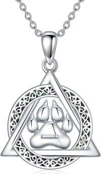 wholesale 925 Sterling Silver Triquetra Celtic Knot Wolf Claw Paw Print Thematic Pendant Necklace-Therian-Paw Print