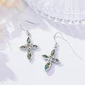 wholesale 925 Sterling Silver Abalone Shell Heart Drop Earrings-0-1