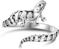 wholesale 925 Sterling Silver Dragon Frog Bearded Dragon Adjustable Animal Wrap Rings Jewelry Gifts for Women-Bearded Dragon