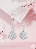 wholesale 925 Sterling Silver CZ Flower Shape Hook Earring Gift for Her-0-2