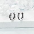 wholesale 925 Sterling Silver Black Celtic Knot Hoop Earrings for Men - Small Vintage Gothic Punk Rock Style Jewelry-0-3