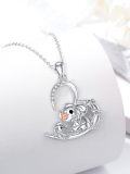 wholesale 925 Sterling Silver Elephant Family Heart Pendant Necklace - Mother's Day Gifts for Women and Moms-0-1