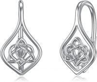 wholesale 925 Sterling Silver Celtic Knot Trinity Witch's Knot Drop Dangle Hook Studs for Women Girls Irish  Set of 3 Pairs-Celtic Knot C
