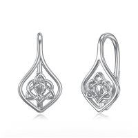 wholesale 925 Sterling Silver Celtic Knot Trinity Witch's Knot Drop Dangle Hook Studs for Women Girls Irish  Set of 3 Pairs-Celtic Knot C