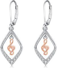 wholesale 925 Sterling Silver Treble Clef Heart Dangle Earrings Gift for Librarians and Music Lovers-Music Note-B