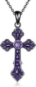 wholesale 925 Sterling Silver Purple Enamel Celtic Cross Pendant Necklace Religious  for Women Girls-0-0