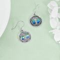 wholesale 925 Sterling Silver Celtic Tree Of Life Abalone Shell Drop Earrings-0-3