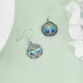 wholesale 925 Sterling Silver Celtic Tree Of Life Abalone Shell Drop Earrings-0-3