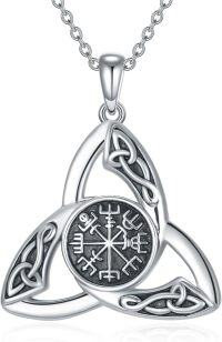 wholesale 925 Sterling Silver Triquetra Vegvisir Compass Norse Viking Amulet Pendant Necklace-Triquetra Necklace