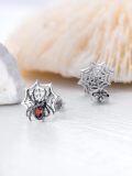 wholesale 925 Sterling Silver Spider Web Stud Earrings with Red Crystal Eyes Halloween  for Women-0-3