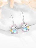 wholesale 925 Sterling Silver Moonstone Cat Angel Wing Heart Drop Earrings for Women-0-1