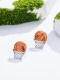 wholesale 925 Sterling Silver Basketball Stud Earrings with Number 24 Design-0-1
