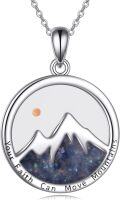 wholesale 925 Sterling Silver Abalone Shell Mountain Pendant Necklace with Inspirational Quote Your Faith Can Move Mountains-0-0