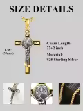 wholesale 925 Sterling Silver Gold Plated Jesus Christ INRI Cross Crucifix Pendant Necklace for Men & Women-0-2