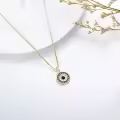 wholesale 925 Sterling Silver Round Blue Crystal Evil Eye Pendant Necklaces Wholesale for Women Greek Protection s-0-7