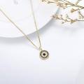 wholesale 925 Sterling Silver Evil Eye Pendant Necklace Blue Black Cz Crystal Circle Chain Jewelry-0-7