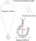 wholesale 925 Sterling Silver Rose Gold Plated Faith Cross & Heart Horseshoe Pendant Necklace for Women-0-4