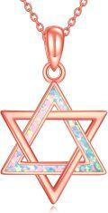 wholesale 925 Sterling Silver Rainbow Opal Star of David Pendant Necklace for Women and Girls-0-5
