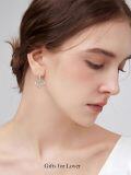 wholesale 925 Sterling Silver Heart Shape Dangle Hoop Earrings with Cubic Zirconia for Women Gifts-0-2