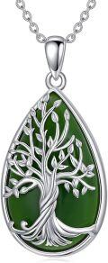 wholesale 14K Gold Sterling Silver Jade Tree of Life Necklace for Women-0-64