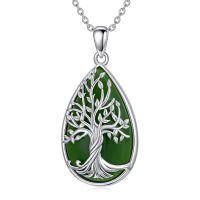 wholesale 925 Sterling Silver Tree Of Life Pendant Necklace Wholesale With Green Gemstone-Z-Tree of Life-Green Jade-Silver