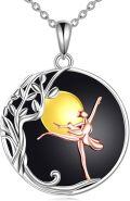 wholesale 925 Sterling Silver Round Ballerina Moon Pendant Necklace for Women-0-0