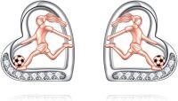 wholesale 925 Sterling Silver Sports Basketball Player Heart Stud Earrings s for Women-Soccer
