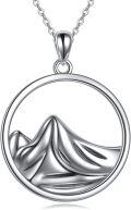 wholesale 925 Sterling Silver Mountain Peak Circle Pendant Necklace for Women Girls Nature Inspired s 45cm Chain Length-0-0