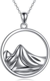 wholesale 925 Sterling Silver Mountain Peak Circle Pendant Necklace for Women Girls Nature Inspired s 45cm Chain Length-Mountain