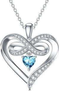 wholesale 925 Sterling Silver Birthstone Infinity Heart Necklace 20 Women s Jewelry Gift-12-Dec-Created Tanzanite
