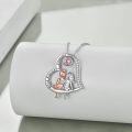 wholesale S925 Sterling Silver White Gold Plated Austria Crystal BFF Sisters Heart Pendant Necklace-0-4