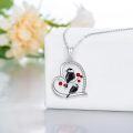 wholesale 925 Sterling Silver Bird Heart Pendant Necklace with Red Beads and Cubic Zirconia Stones Gift for Her-0-3