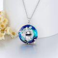 wholesale 925 Sterling Silver Blue Crystal Raccoon Charm Necklace Jewelry for Women Girls Gift USA-0-2