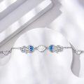 wholesale 925 Sterling Silver Blue Opal Shell Heart Charm Bracelet for Women-0-2