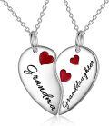 wholesale 925 Sterling Silver Red Enamel Heart Pendant Necklaces Gift Set for Mom and Daughter-0-0