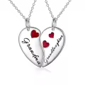 wholesale 925 Sterling Silver Red Enamel Heart Pendant Necklaces Wholesale Gift Set for Mom and Daughter-0-0