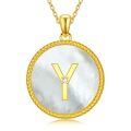 wholesale Gold 925 Sterling Silver Mother of Pearl Initial Y Pendant Necklace for Women-0-0