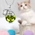 wholesale Wholesale 925 Sterling Silver Birthstone Cat Pendant Necklace Gift for Women-0-4