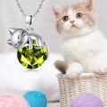 wholesale 925 Sterling Silver Cat Mom Baby Sleeping With Yellow Crystal Pendant Necklace-0-39